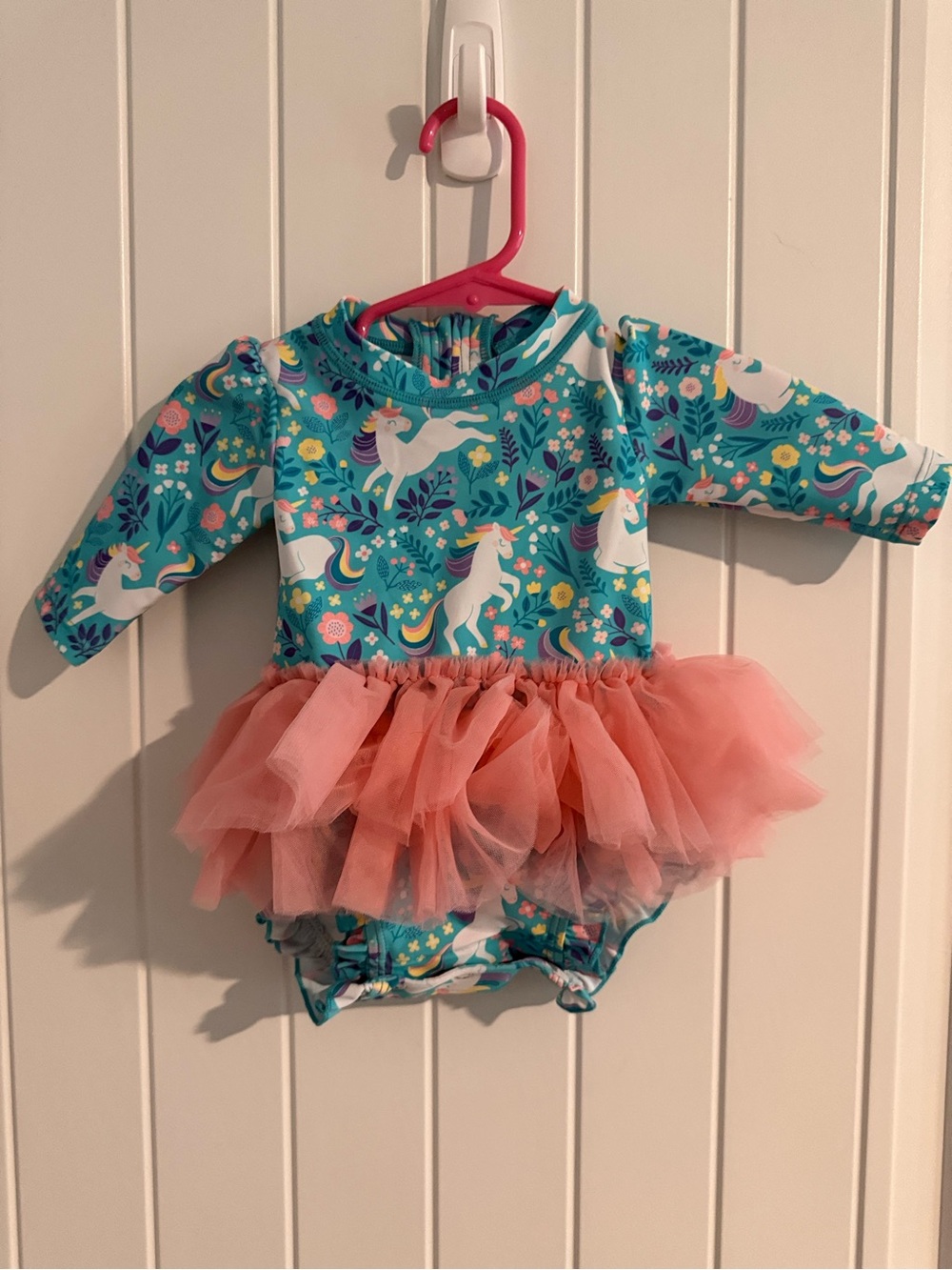 RuffleButts Unicorn Tutu One Piece Swimsuit Rash Guard 0–3 Months